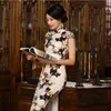 Одежда S3XL китайский женский атлас Satin Cheongsam Silk Long Qipao Китай Восточный платье Традиционное китайское чингсамс национальный ветер Qipao