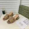 24% KORTING Designer schoenen G Familys dikke pantoffels met hakhoogte van 7 cm 12 kleurenserie volledige set verpakking vierkante kop zomer
