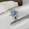 Cluster Rings Luxury Crystal Snowflake Ring For Lady Wedding Accessories Trendy Sterling Silver 925 Women Jewelry Adjustable Finger Bijou