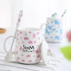 Tasses 500 ml de grande capacité tasse vache mignonne tasse de petit-déjeuner mignon avec cadeau créatif en céramique cuillère de cuillère