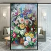 Window Stickers Privacy Windows Film Decorative Oil Painting Style Stained Glass No Glue Static Cling Frosted Tint