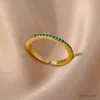 2pcs anneaux de mariage mini zircon anneaux verts pour femmes