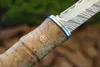 1PCS Nowe wysokiej jakości proste nóż Damascus Stal prosta Blade Cień drewniany drewniany rączka na zewnątrz noża do przetrwania kempingu z drewnianą osłoną