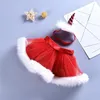 Party Decoratie Baby Girl Red Ballet Rok Mesh Plush Feather Brim Tutu Kinderen Geschenk Navidad Kerstmis