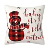 Pillow 4 PCs Weihnachtsfest -Kissen -Kissen Red Plaid Snowman Cover Leinensofa Deckt dekorativ