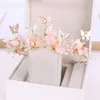 Clip per capelli Colore oro Crystal Parl Butterfly Crown Tiara per Women Bride Bridal Bridal Wedding Accessori di gioielli