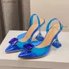 Elbise Ayakkabı Seksi Kristal Slingbacks Kadın Pompalar Tasarımcı Saç Pvc PVC Şeffaf Sandalet Perspeks Yüksek Topuklu H240403