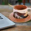 Mugs Retro Ceramic Hand Brewed Coffee Cup Cups Water Daily Use Milk Stainless Steel Drinking Home Accessory Saucer Exquisite