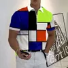 Mens Lapel Polo Zip Polo Shirt Golf Shirt Plaid/Kontrollera grafiska tryck Geometri TurnDown Designer 3D Kläder Golf Shirt 240320