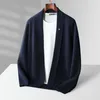 Men's Sweaters Pure Wool Cardigan Stand-up Collar Business Leisure Solid Color Knitted Fashion Cashmere Coat Jacket.