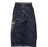 Jnco jeans mens harajuku retrò hip hop cranio ricamo larghi jeans pantaloni in denim 90s strade guscio di strada stretwear 240319