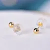 Boucles d'oreilles Muzhi Real 18K Gold For Women Pure AU750 Simple Golden Ball Design Jindian Fashion Fine bijoux cadeau
