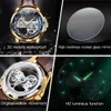 Olevs Luxury Mens montres entièrement Holow Out Design Strap en cuir imperméable Automatique Mécanique montre à Men Reloj Hombre 240327