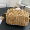 Nowy designerski słomkowy torebka luksusowa torba na ramię z pakietą Pearl Camellia Design Design Bag Bag duża pojemność torba zakupowa Bucke