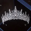 Hair Clips Luxury Crystal Crown Necklace Earring Set Rhinestone Bridal Jewelry Wedding Accessories Tiara Gift