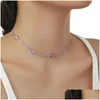 Tennis Graduated S925 Sterling Sier Diamond Necklace Designer For Woman Rec Heart Necklaces White 8A Cubic Zirconia Chokers Luxury Dhpy6