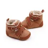 Stiefel Winter Babyschuhe Mädchen Jungen Wildleder Plüsch Baumwoll Schnee Nicht rutschfindige Kinder warm wandeln