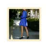 Simple Square Neck Satin Evening Dresses A Line Knee Length Blue Prom Dress Formal Party Gown for Women