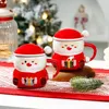 Tasses tasses en céramique Santa Claus avec couvercle cuillère de bureau à la maison café lait thé laitier petit déjeuner petit anniversaire cadeau de Noël pour les amis drinkware