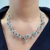 Chaines Wong Rain Luxury 925 Siltling Silver Round Coup Emerald High Carbon Diamond Gemstone Flower Collier Fals Femme Bijoux Gift Cadeaux