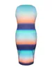 4XL 5XL LW Plus Size Stripped Gradient Bodycon Cami Dress Notch Neck Sleeveless Printing Midi For Women 240326