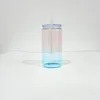 Roze blauw gekleurde gradiënt kristallen oceaan kan leeg sublimatie ombre jelly Clear transparant 16 oz bierglasbeker voor UV DTF wraps klaar om 50 stcs/case te verzenden