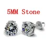 Stud Solitaire 5mm9mm Lab Diamond Earge d'oreille Real 925 Boucles d'oreilles de bijoux Sier Sier Sier