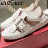 Casual Shoes Fashion Square Crystal Sneakers Women Real Leather Flat Causal Ladies Spring Trainers Runners Kvinna