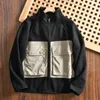 Heren Jackets Fashion Waffle Mens Jacket Simplicity Pockets Color Block Stand Stand Stand Kraagjas Patchwork Japanese Casual rits