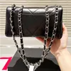 Kvinnor Luxury Bag Chain Strap Crossbody Bag Head Layer Läder ryggsäck En axel liten fyrkantig väska toppkvalitet och beskriver silverlås 23C