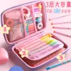 الحالات 3D Unicorn Pencil Cases Eva Pink Pen Bag for School Girl Kawaii Stageery Storage Gift Box Revers Pouch reaser حامل جمالي