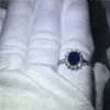 2pcs обручальные кольца изысканный роскошный серебряный цвет инкрустированный синий цирконий кольцо кольцо свадебного приема свадебные мемориальные украшения