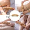 Wooden Curved Roller Massager with 12 Balls Manual Wood Massage Stick Waist Thigh Anti Cellulite Muscle Pain Relief & Recovery