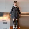 Down Coat Autumn Winter Girl Plaid Kids Outerwear Peuter Kleding Lang katoenen kleding Gedekte warme kinderen Jacket CH63