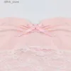 Damestanks Camis Cibbar Zoete kant gestikte Crop Top Y2K Leuke strapless boog laderbuis Tubs voor vrouwen Casual Kawaii Fairycore Mini Vest Y240403