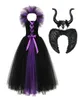 Muababy Girl Maleficent 2 Dress Up Clothes Sans manches Evil Queen Princess Tutu Robe de diable Horn Halloween Costume pour 212T T3772918