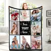 Custom Blanket With Text Po Collage Personalized Picture Blankets Souvenirs Gifts Customized Throw Blanket for Family Mom Dad 240318