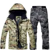 Combinaison de Ski Camouflage chaude pour homme, bottes d'hiver, ensembles de vêtements de neige en plein air, imperméables, coupe-vent, combinaison de sport pour adultes