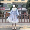 Grundläggande casual klänningar hösten japansk kawaii kvinnlig klänning stor storlek preppy uniform långärmad prinsessa vintage boll klänning lolita 210608 dh8vn