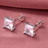 S925 Silver Square Zircon Stud Oreads Fine Fashion Classic Four Claw Princess Diamond Jewelry