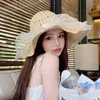 Wide Brim Hats Sun For Women Summer Luxury Lace Pearl Lady Cap Girls Straw Hat Beach Travel