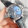 Luxury Designer Watches armbandsur Box Automatisk mekanisk klocka Mens Blue Precision Steel Waterproof PAM01313 Iris