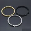 Bracelets de chaîne de tennis m 4/5 mm aaa cubic zirconia sier rose or noir couleur femme mode luxury wedding fête bangles mens crita dhah2