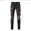 Am Men's Jeans High Street Street Trendy Jeans noir