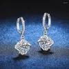 Boucles d'oreilles en peluche 2ct d Color Moisanite Windmill Huggie Drop for Women Girls Solid Silver 925 Mosan Diamond Danle Pass