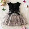 Fashion Sequin S mignon Big Bow Party Petite princesse robe d'anniversaire cadeau Fleur Fleur Fleurs Dres1 2 3 4 5 6 ans Baby Kids Vêtements 240403