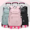 Sacs d'école imperméables pour les filles avec des roues roulant sac à dos Femmes Enfant Roue à roues Sac cartonable A DOS MOCHILAS ESCOLORES