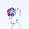 Anelli Rings CzCity 925 Sterling Silver Floro Colorful Topaz Gemstone Ring per Women Trendy Luxury Party Classic Wedding Anniversary Gioielli