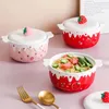 Bols mignons bol de ramen aux fraises avec couvercle céramique gros fruits nouilles instantanées salade soupe maison de cuisine maison 700 ml
