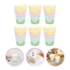 Disposable Cups Straws 24 Pcs Coffee Cup Convenient Paper Party Colorful Wave Tea Household Beverage Coated Pattern Travel With Lid